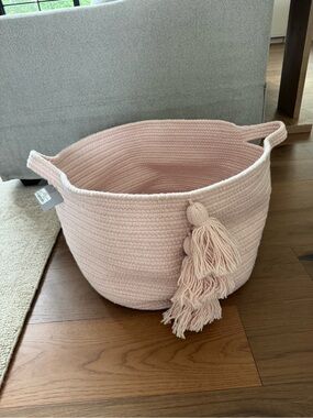 Restoration Hardware Tassel Braided Wool Basket